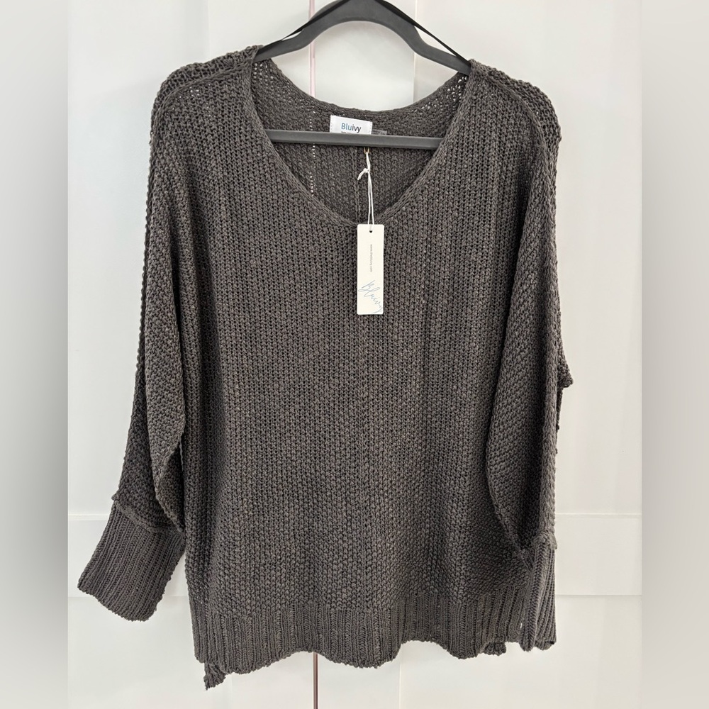 Bluivy Charcoal Scoop Neck Sweater NWT S/M